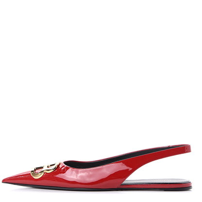Balenciaga Patent BB Knife Pointy Toe Slingback Flats 39 Rouge Cardinal 1 of 10