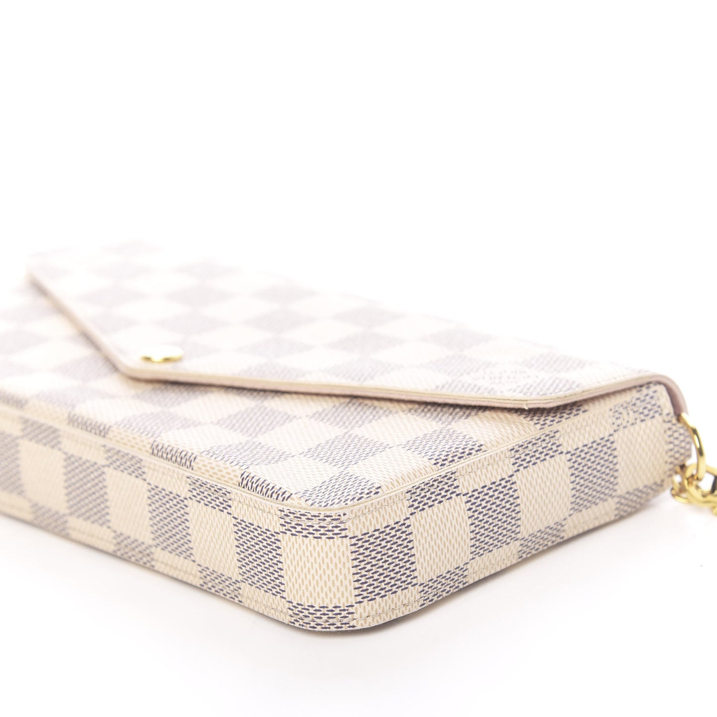 Damier Azur Pochette Felicie Chain Wallet Rose Ballerine