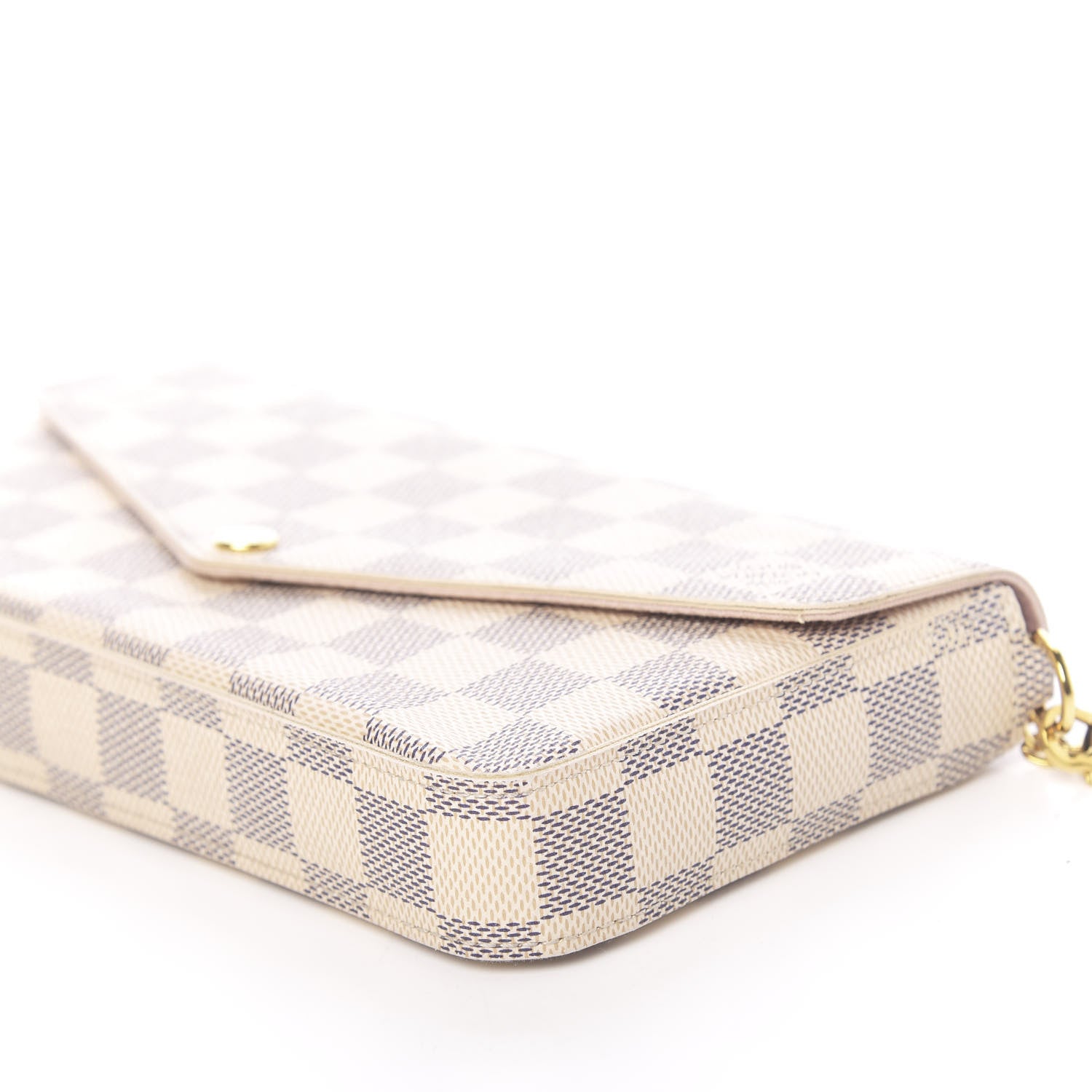 Louis Vuitton Damier Azur Pochette Felicie Chain Wallet Rose Ballerine 8 of 11