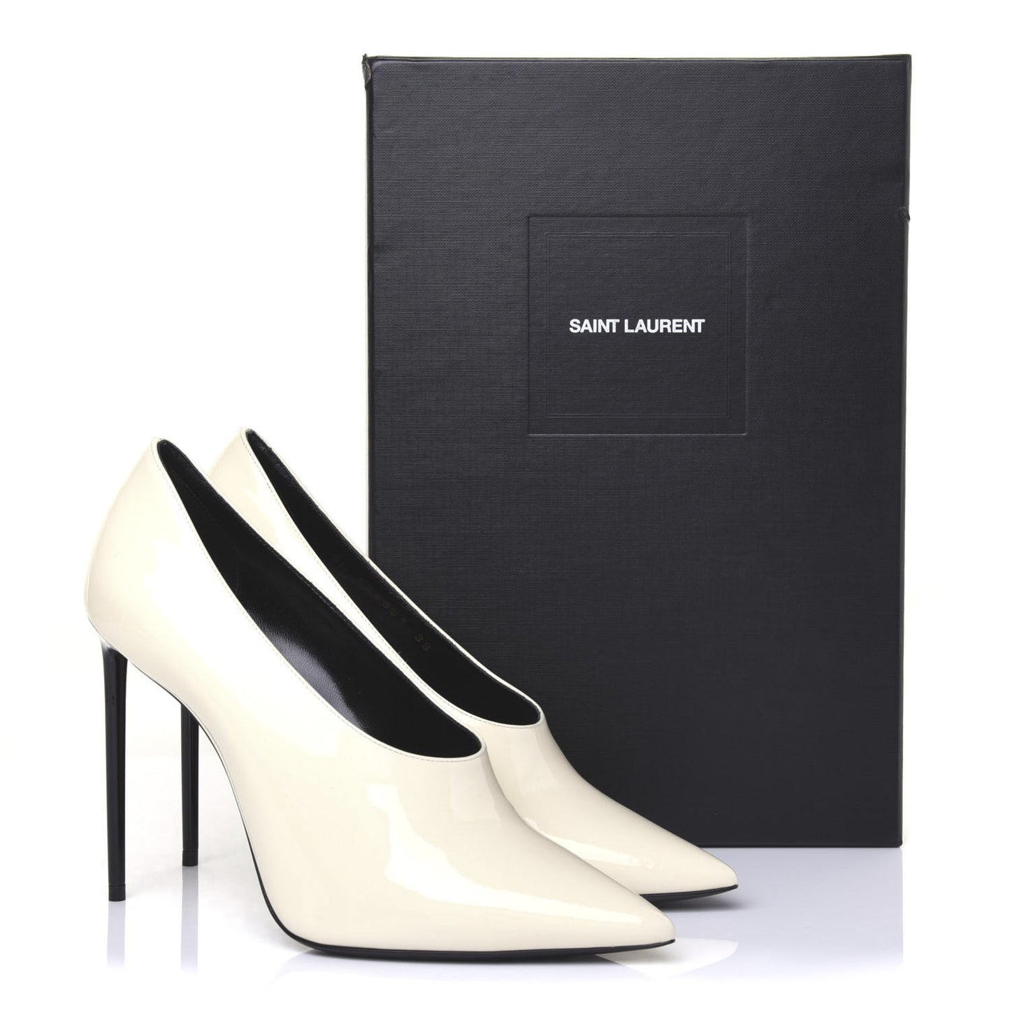 Patent Calfskin Teddy High Vamp 105 Pumps 39 White