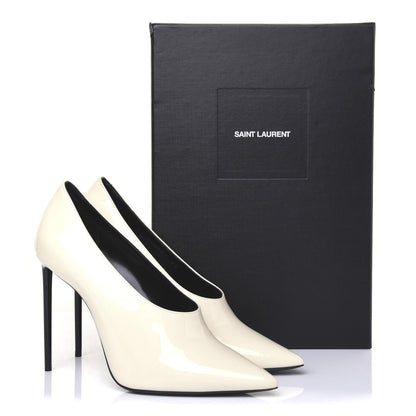 Saint Laurent Patent Calfskin Teddy High Vamp 105 Pumps 39 White 11 of 11