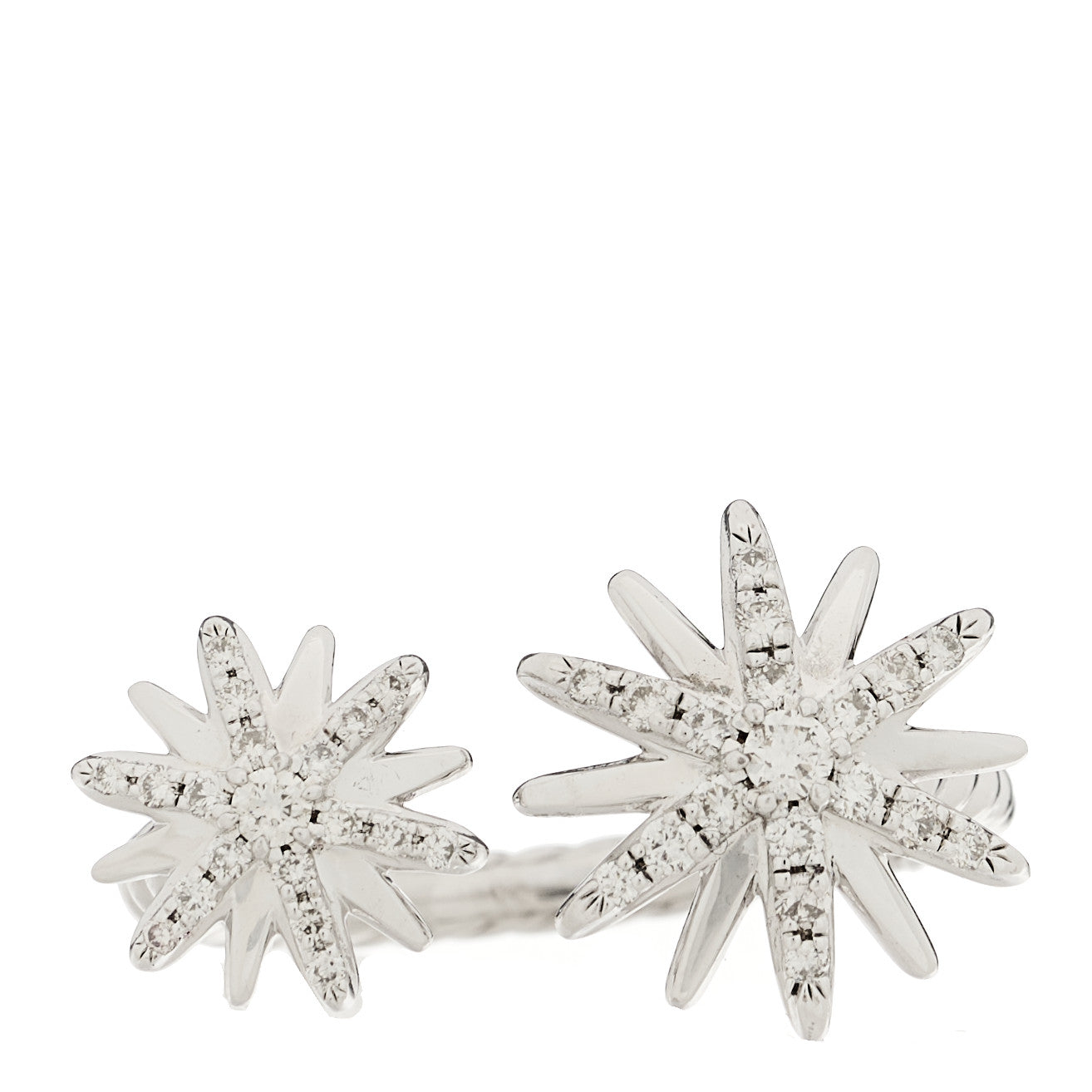 David Yurman Sterling Silver Diamond Starburst Ring 55 7.25 1 of 4