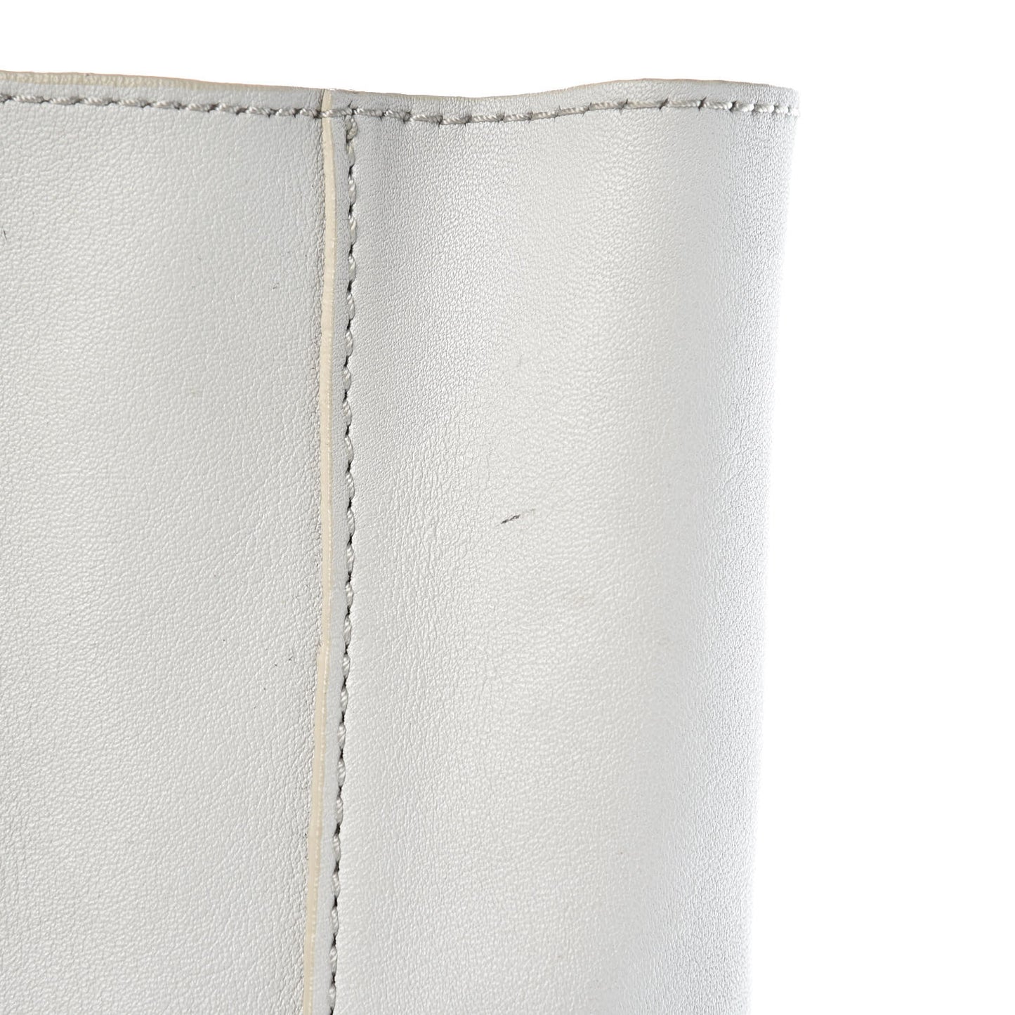 Pebbled Calfskin Prisma Skeletal Tote White