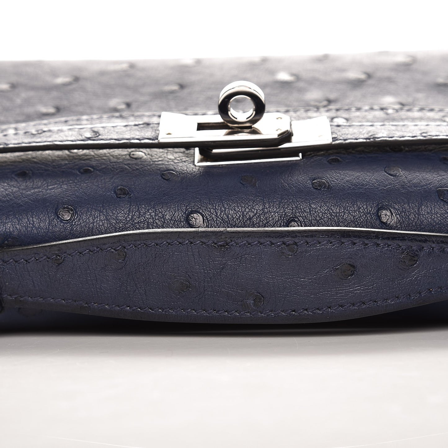 Ostrich Kelly Pochette Bleu Saphir