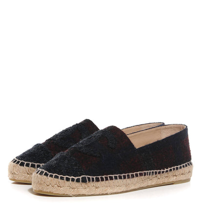 Chanel Plaid Wool CC Espadrilles 39 Black 3 of 7