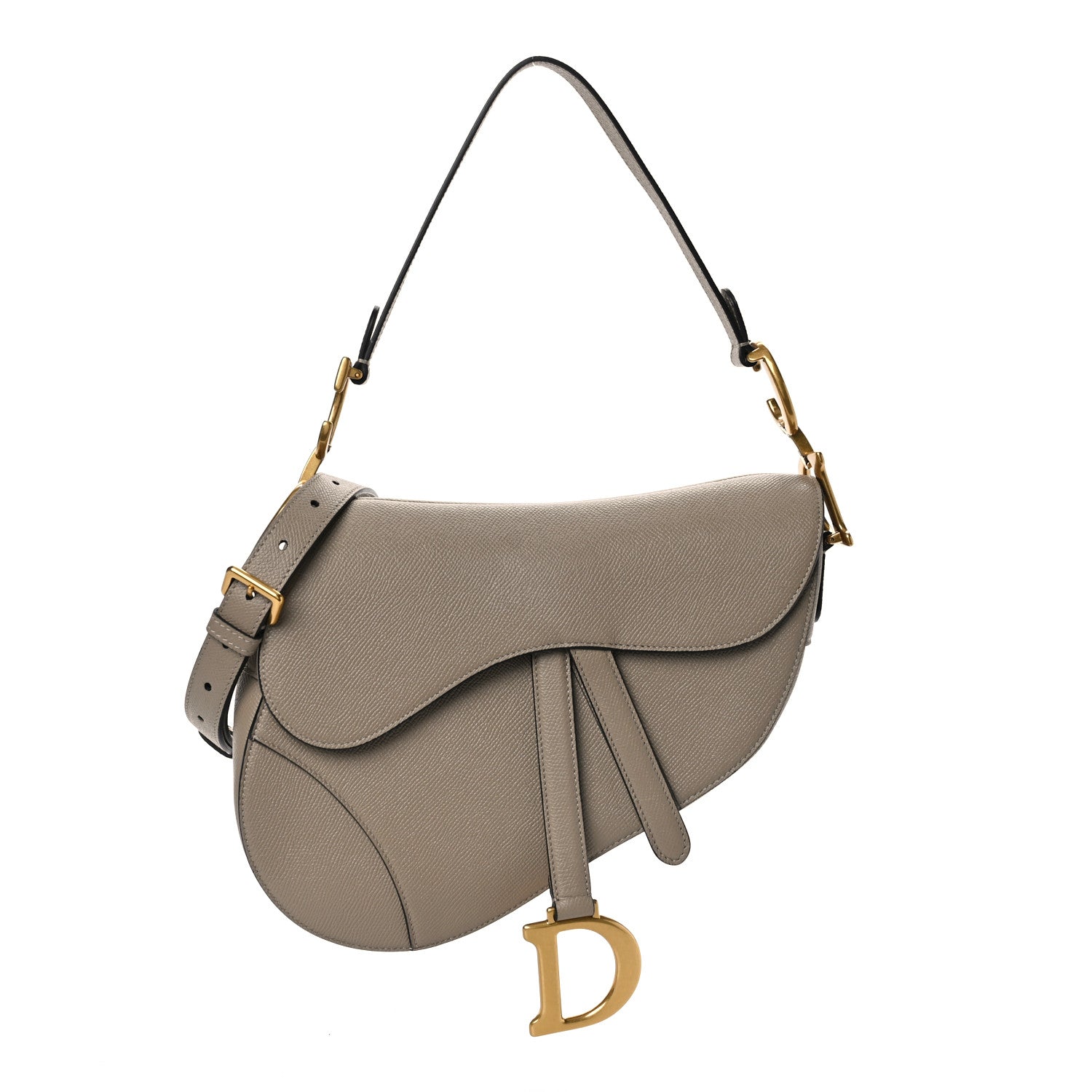 Christian Dior Grained Calfskin Saddle Bag With Strap Warm Taupe 1 of 8