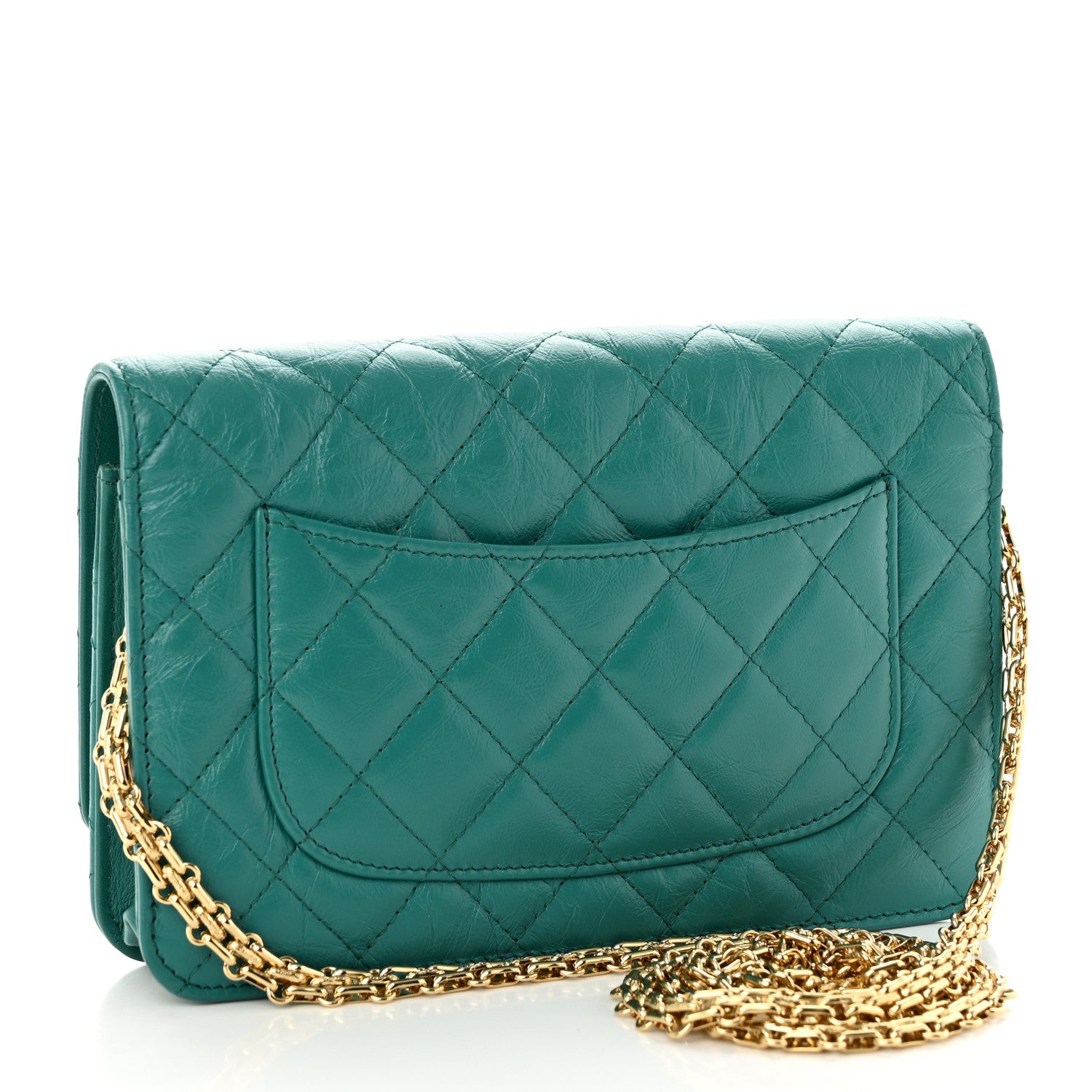 Chanel Aged Calfskin Quilted 2.55 Reissue Wallet on Chain WOC Green 3 of 11