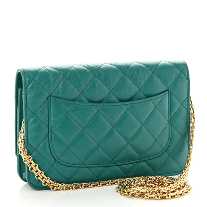 Chanel Aged Calfskin Quilted 2.55 Reissue Wallet on Chain WOC Green 3 of 11