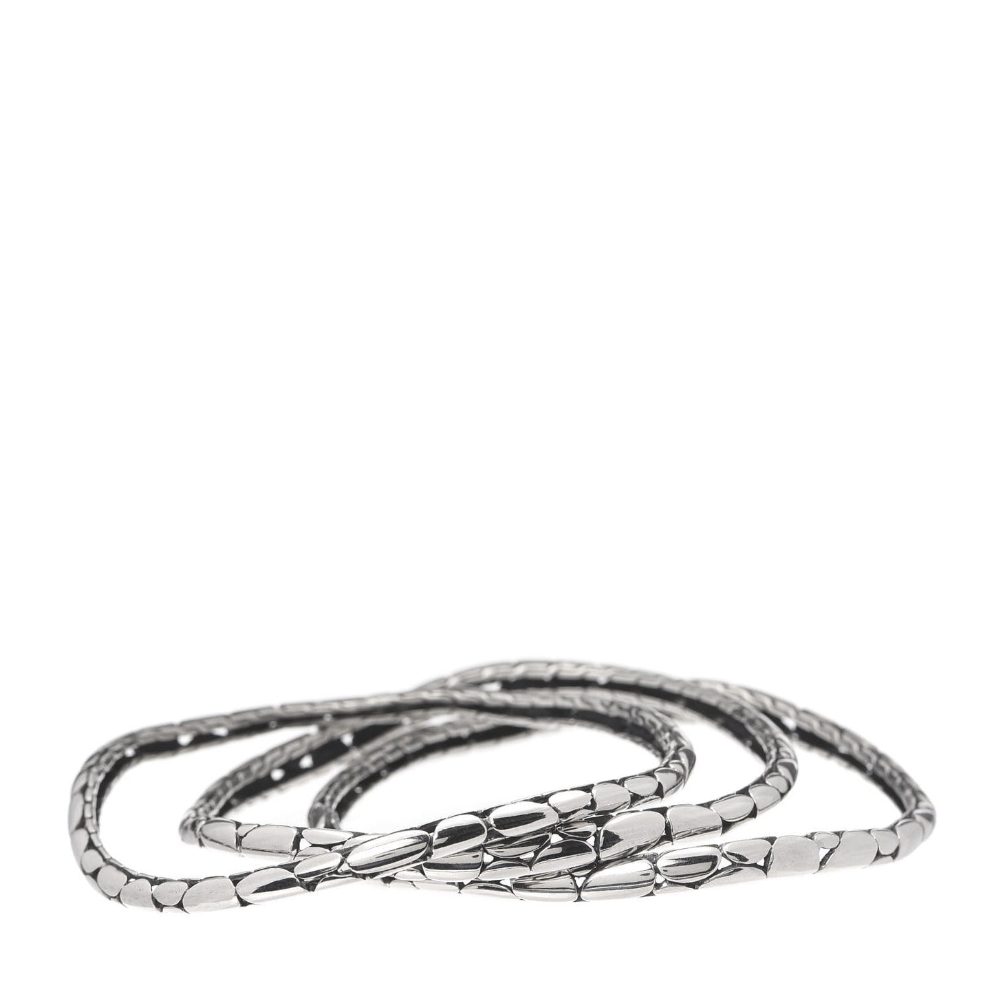 Sterling Silver Kali Slim Curved Bangle Bracelet Set of 3