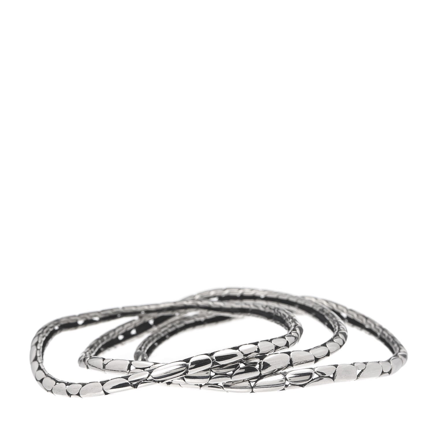 John Hardy Sterling Silver Kali Slim Curved Bangle Bracelet Set of 3 3 of 5