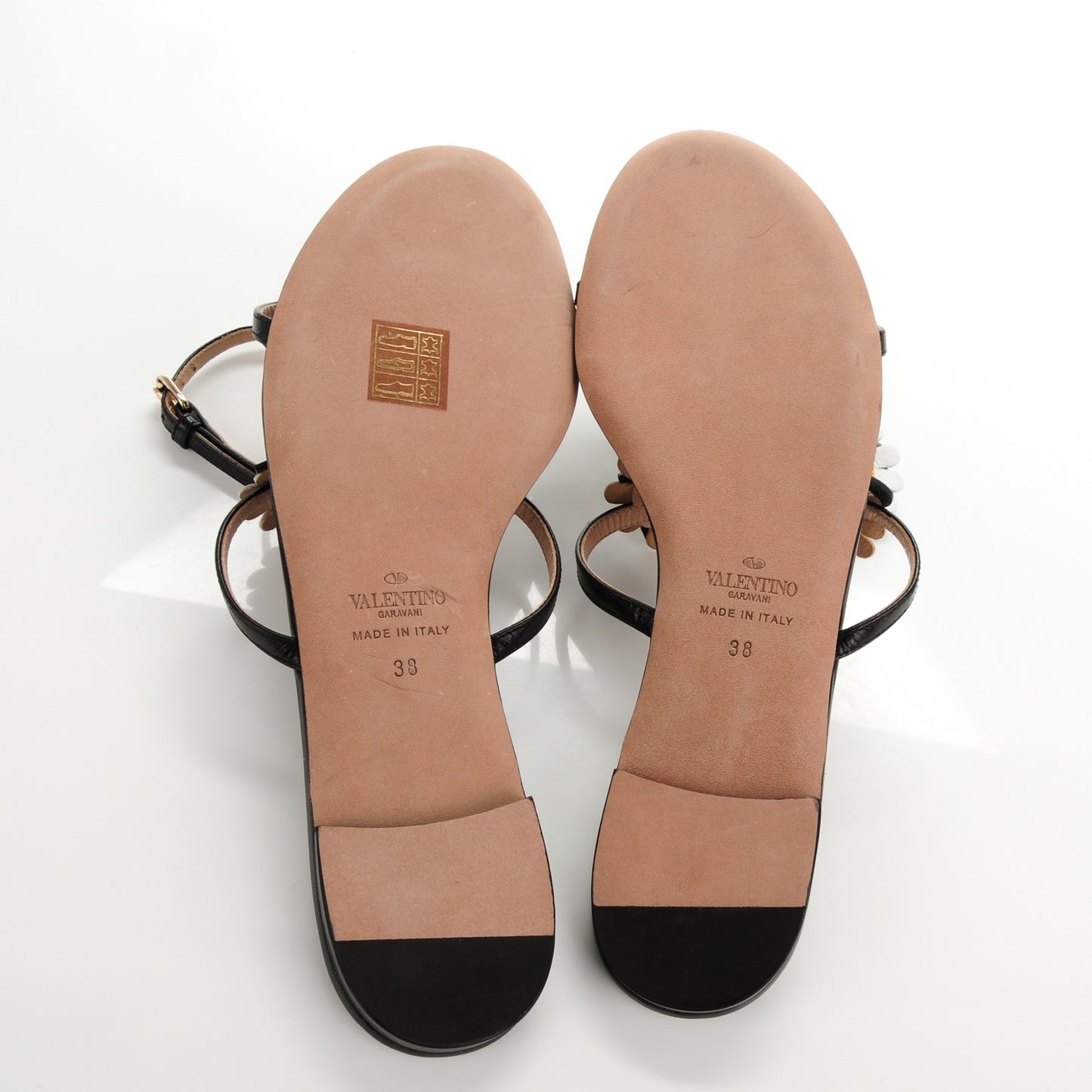 Nappa Ankle Strap Love Me Daisy Flat Sandals 38 Black