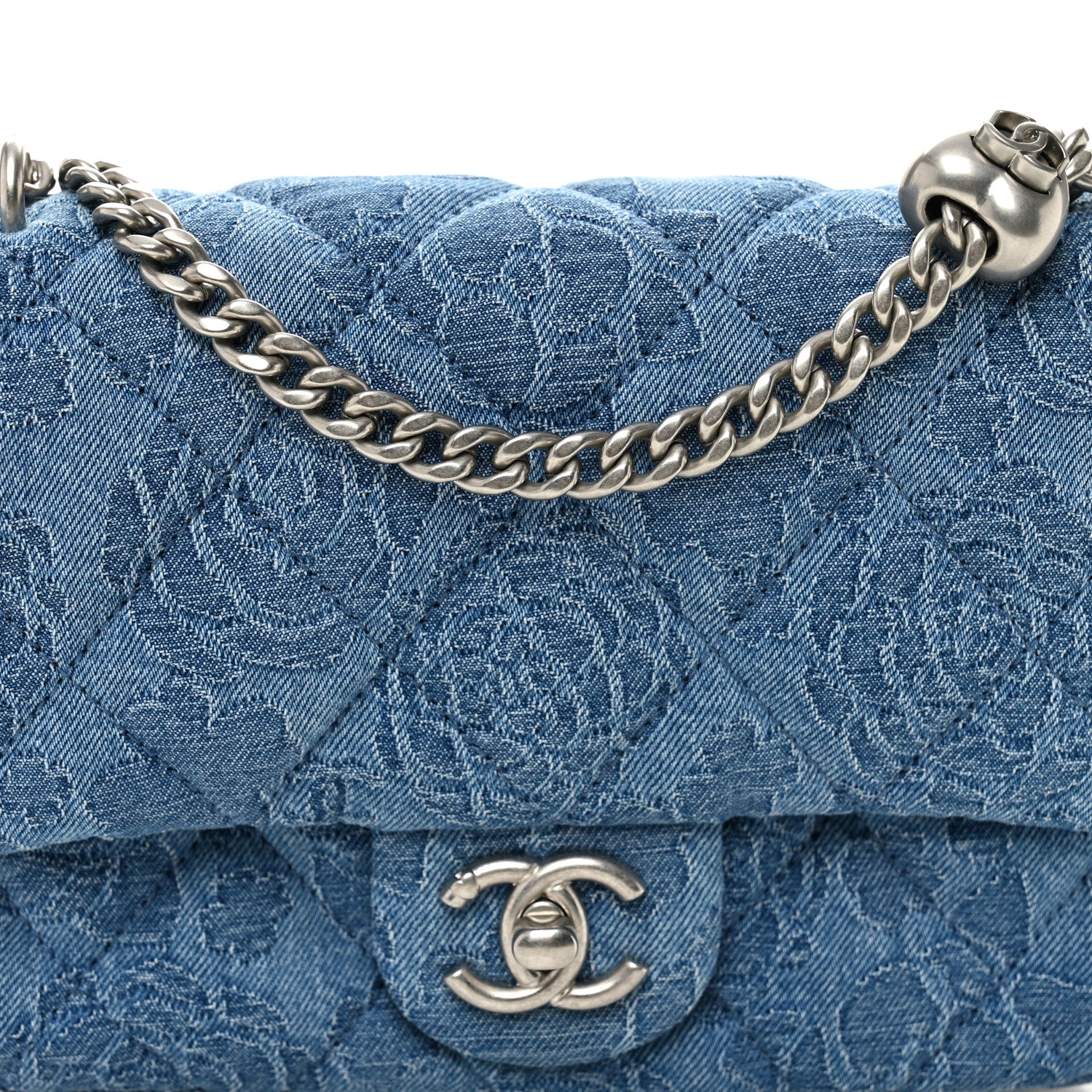 Chanel Denim Quilted Camellia Sweetheart Mini Flap Blue 8 of 10