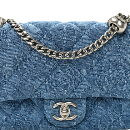 Chanel Denim Quilted Camellia Sweetheart Mini Flap Blue 8 of 10