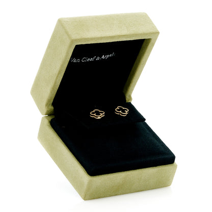 Van Cleef & Arpels 18K Yellow Gold Black Onyx Sweet Alhambra Earrings 5 of 5