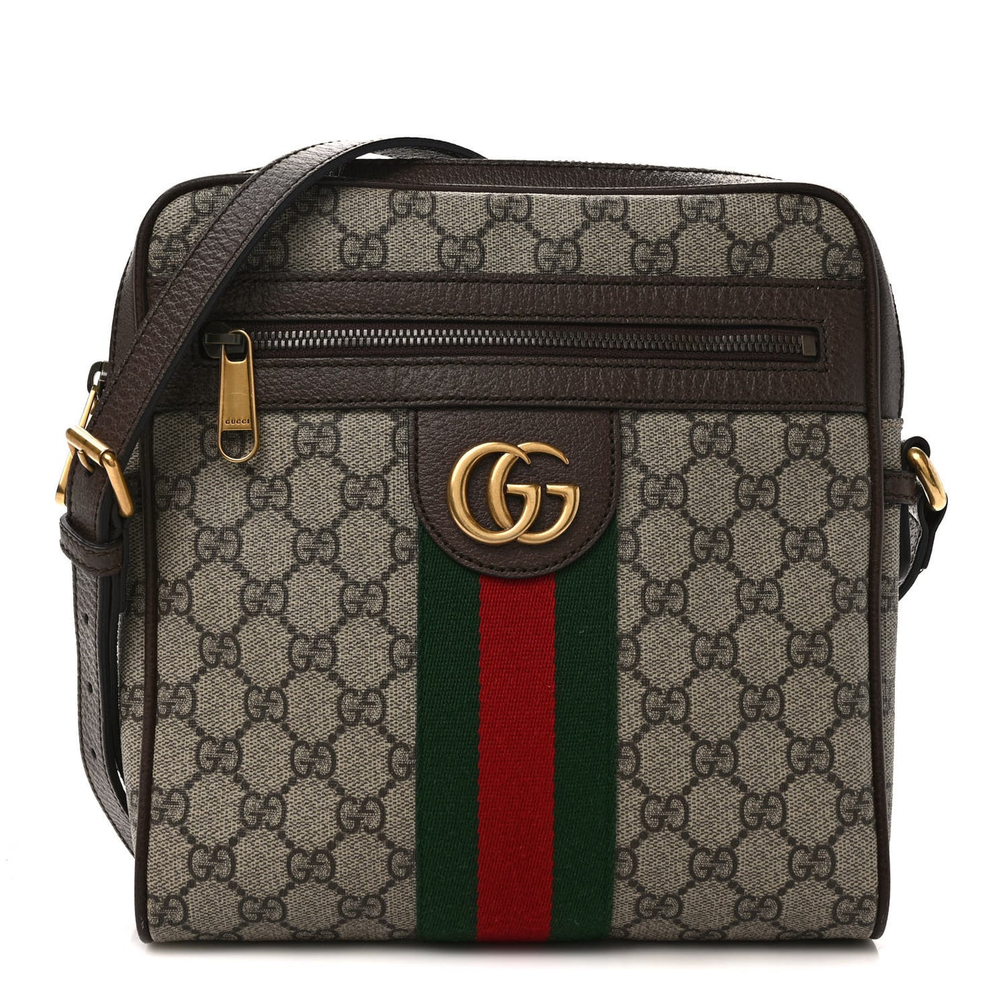 GG Supreme Monogram Web Small Ophidia Messenger Bag Brown