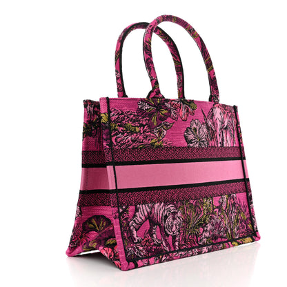 Christian Dior Canvas Embroidered Medium Toile de Jouy Voyage Book Tote Fuchsia Multicolor 3 of 10