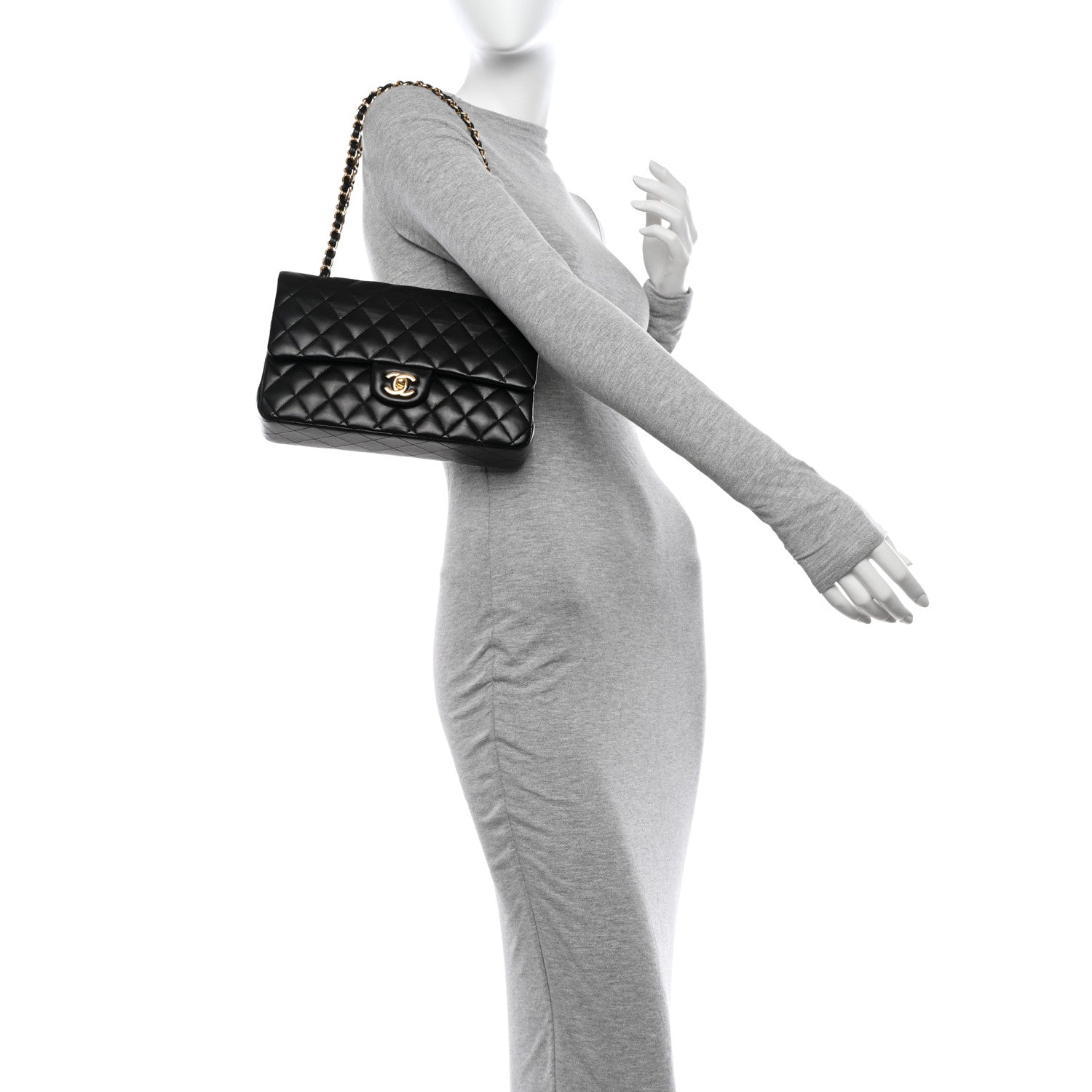 Chanel Lambskin Quilted Medium Double Flap Black 2 of 14