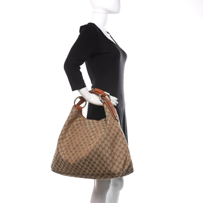 Gucci Monogram Large Horsebit Chain Hobo Brown 2 of 12