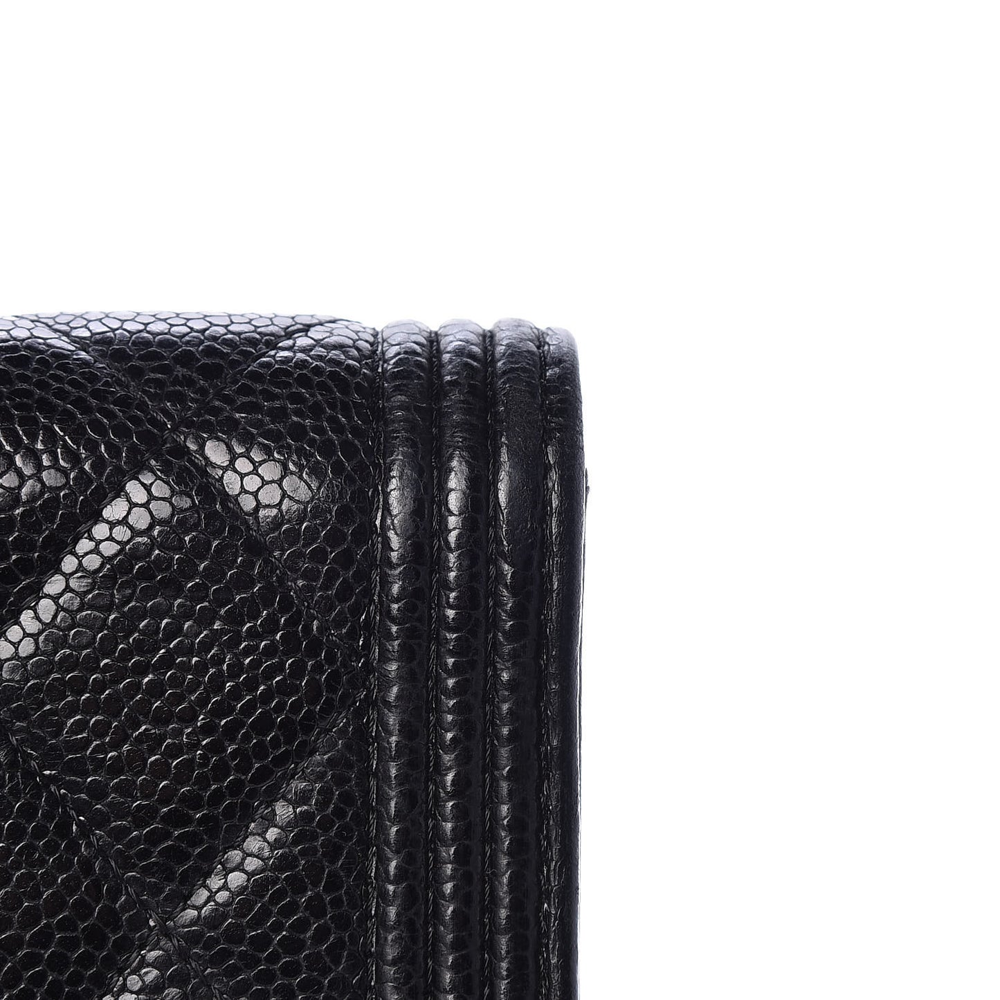 Caviar Quilted Large Boy Gusset Flap Wallet Black