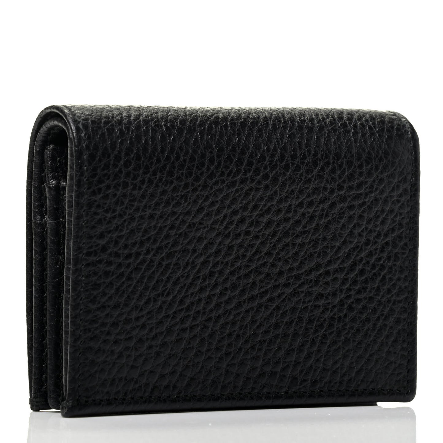 Pebbled Calfskin GG Marmont Card Case Black