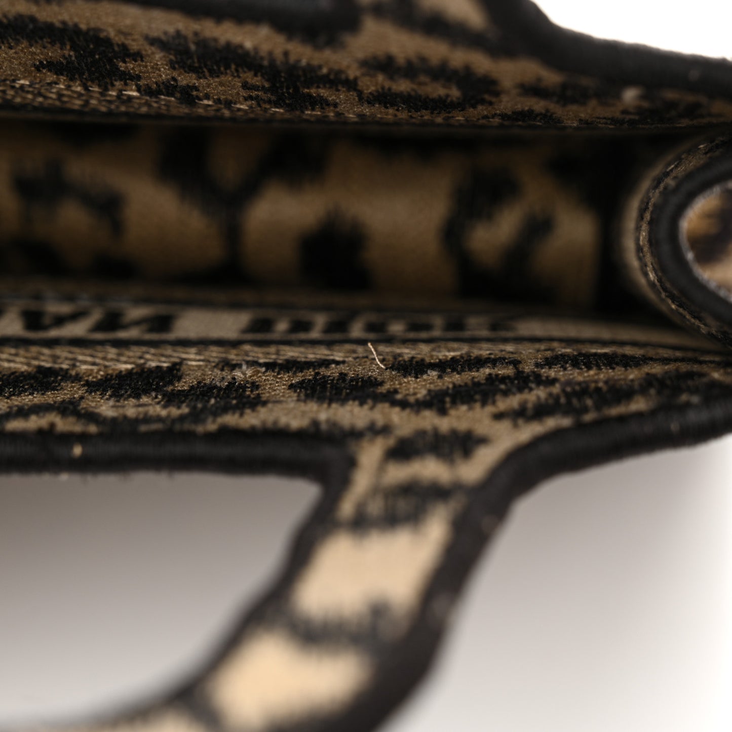 Canvas Mizza Embroidered Mini Leopard Book Tote Beige