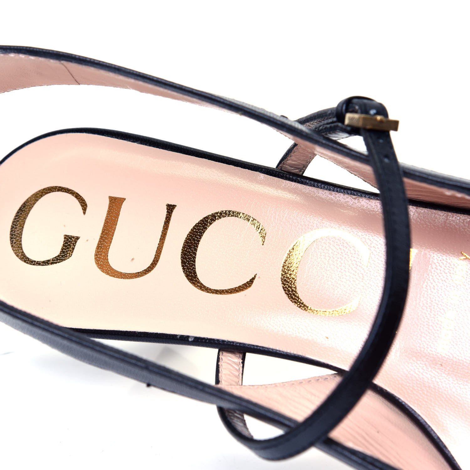 Gucci Malaga Kid Zumi Low Heel Slingback Pumps 36.5 Black 9 of 11