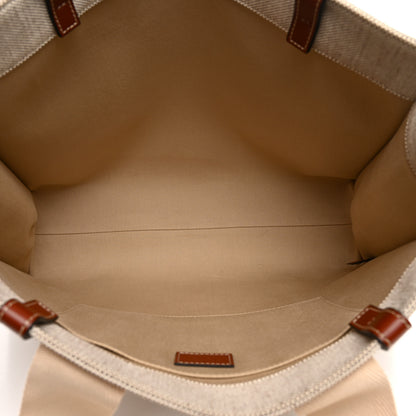 Chloe Cotton Calfskin Large Woody Ribbon Tote White Brown 5 of 10
