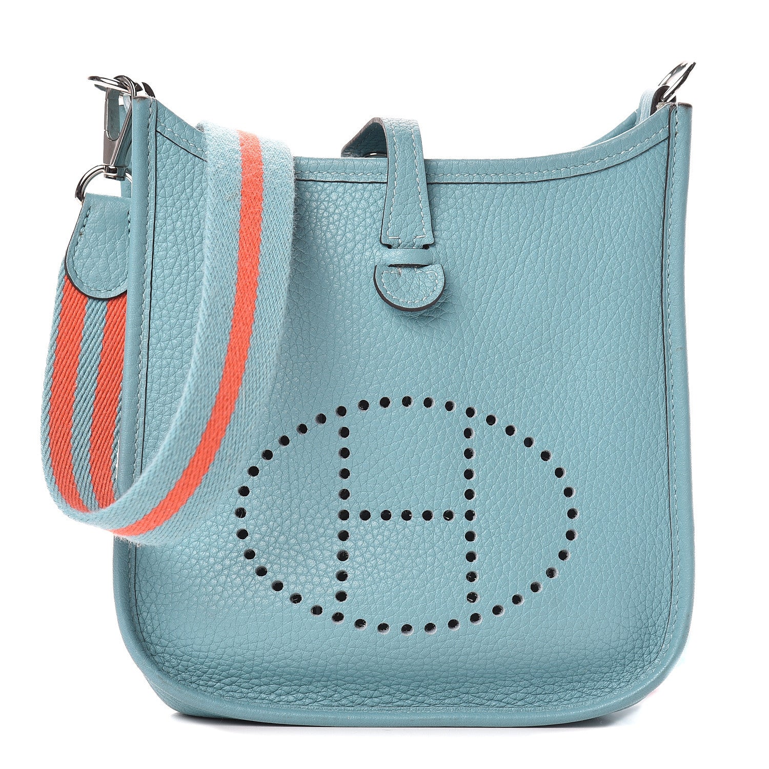 Hermes Taurillon Clemence Evelyne TPM Bleu Saint Cyr Orange Poppy 1 of 18