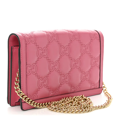 Gucci Calfskin GG Matelasse Chain Wallet Rhodamine Pink 3 of 9