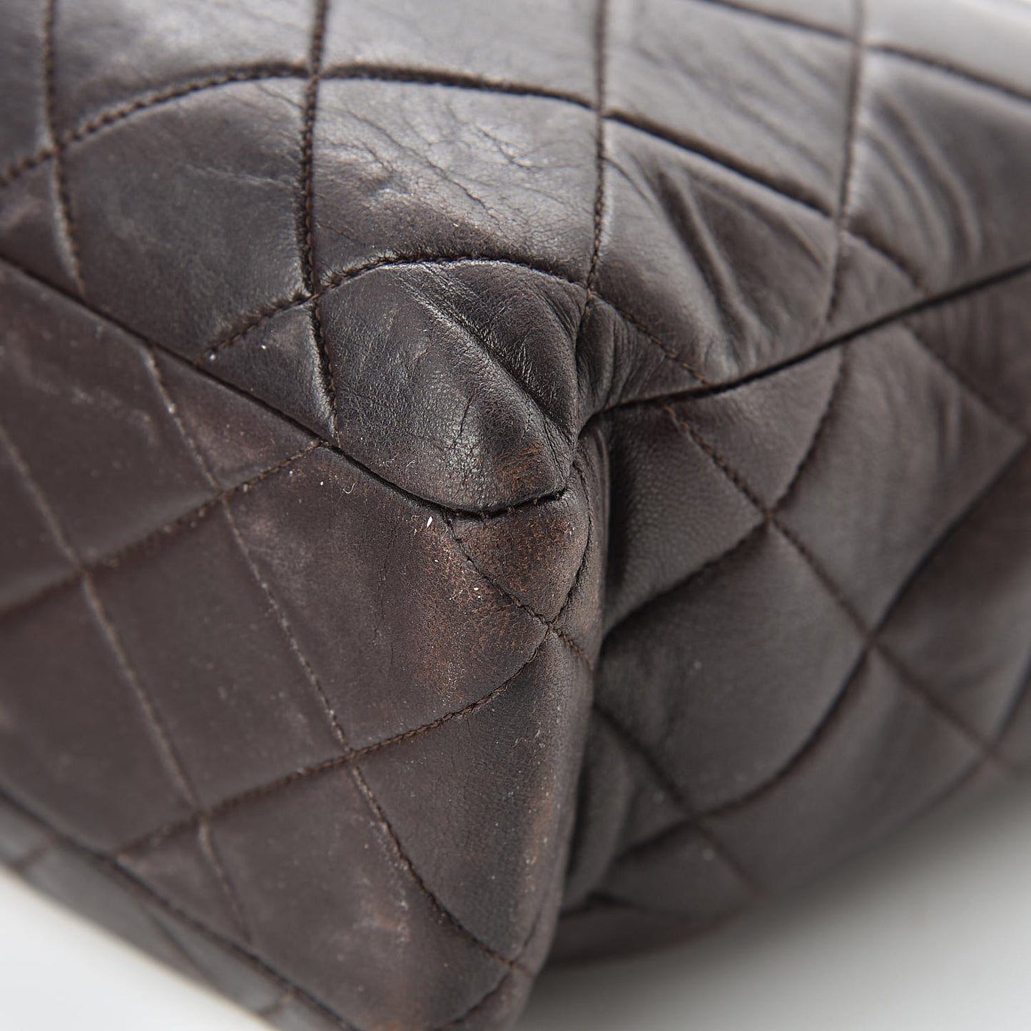 Lambskin Quilted Tote Brown