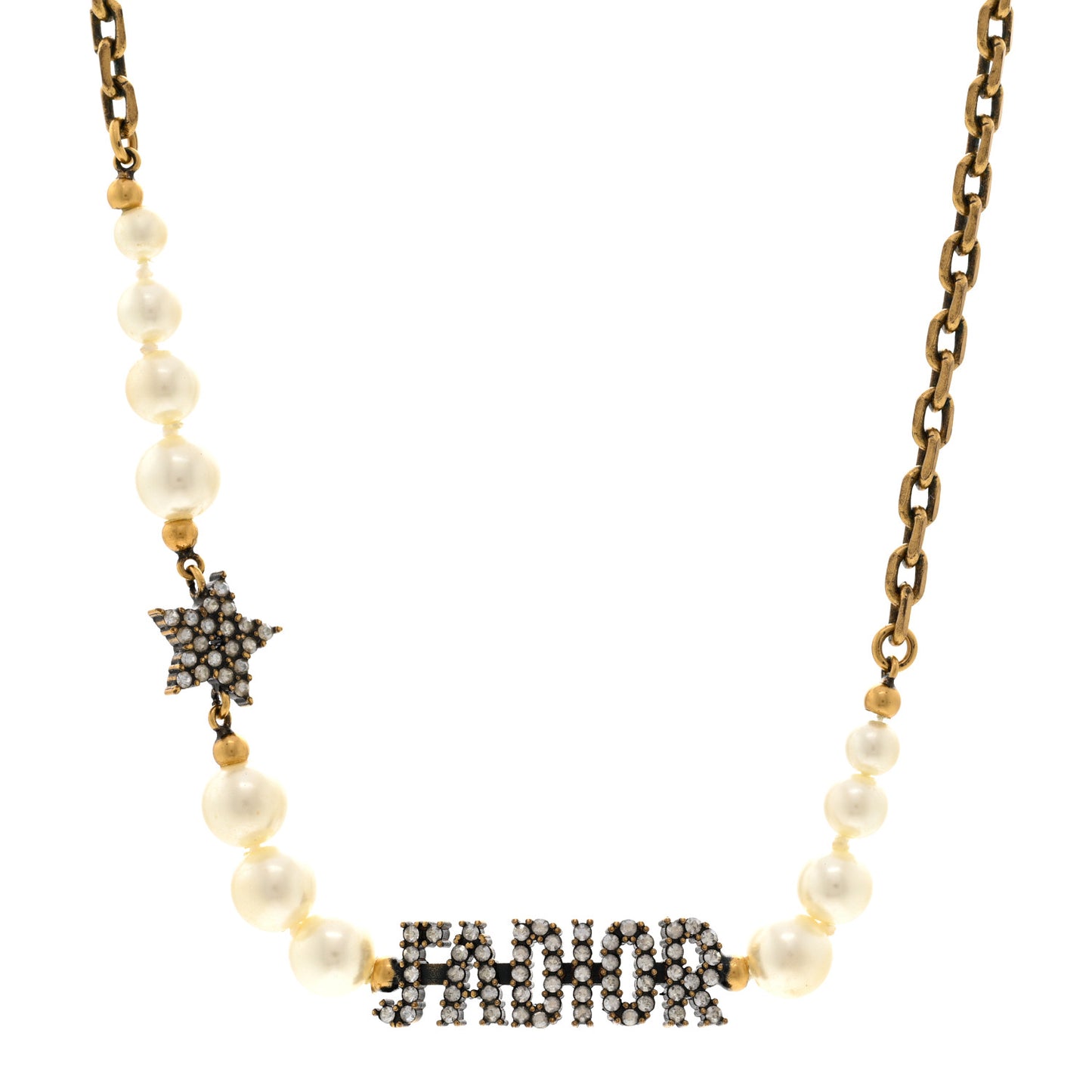 Metal Pearl Crystal J'Adior Choker Necklace Antique Gold