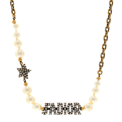 Christian Dior Metal Pearl Crystal J'Adior Choker Necklace Antique Gold 1 of 5