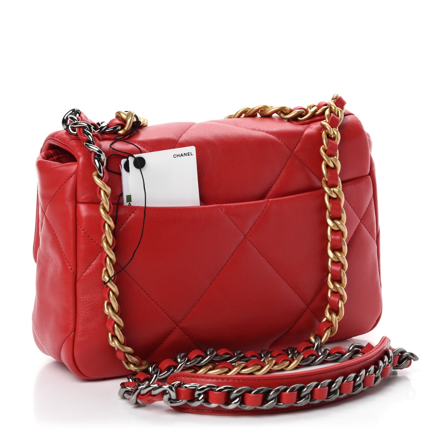 Chanel Lambskin Quilted Medium 19 Flap Red 3 of 11