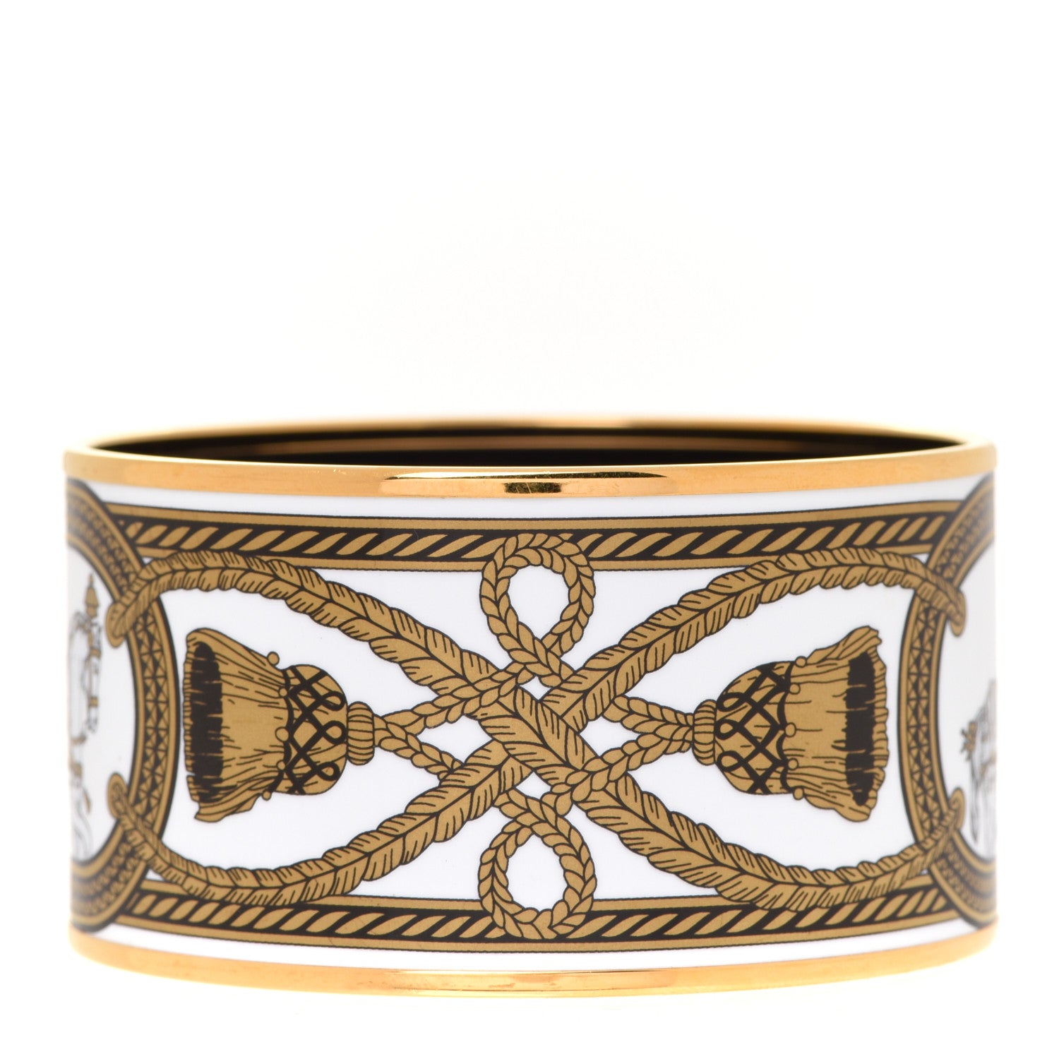 Hermes Enamel Printed Grand Apparat Extra Wide Bracelet 65 White 3 of 5