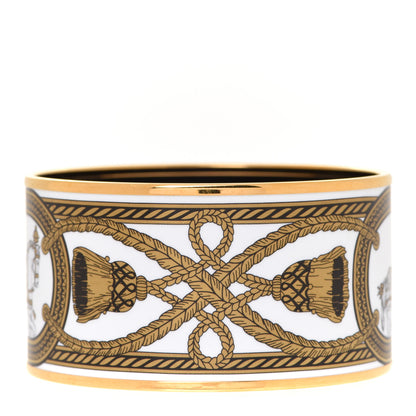 Hermes Enamel Printed Grand Apparat Extra Wide Bracelet 65 White 3 of 5