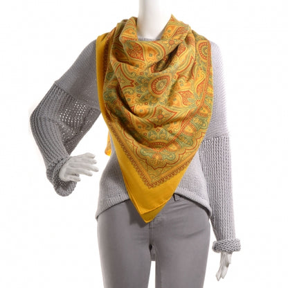 Hermes Cashmere Silk Cachemire Ancien Scarf Yellow 140 2 of 5