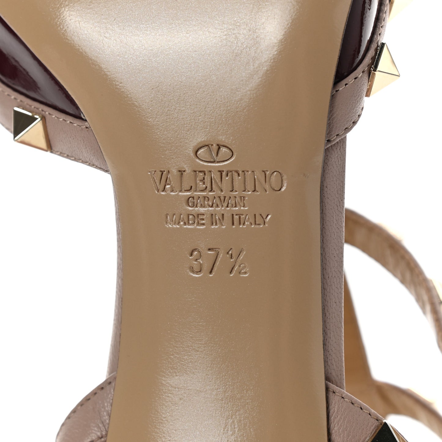Patent Nappa Rockstud Ankle Strap 65mm Pumps 37 Rubin Poudre