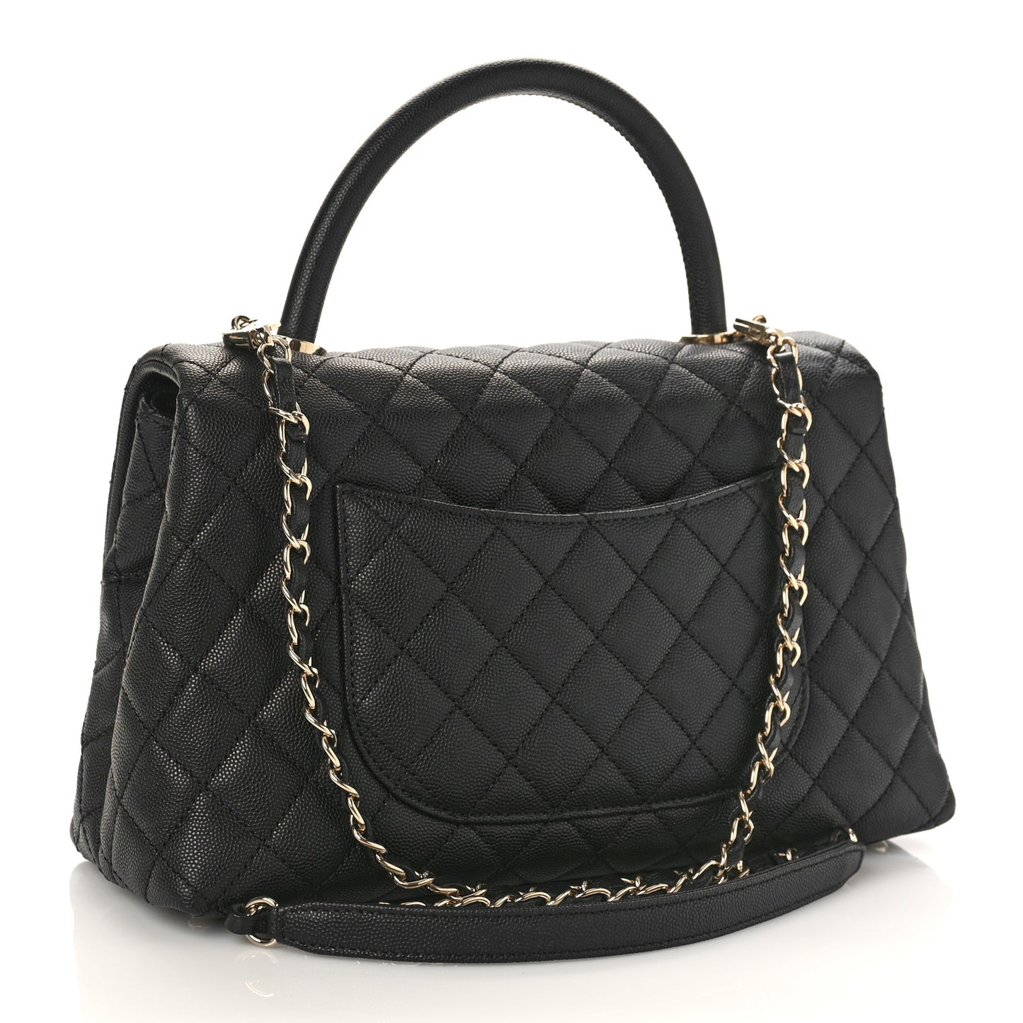 Caviar Quilted Small Coco Handle Flap Black