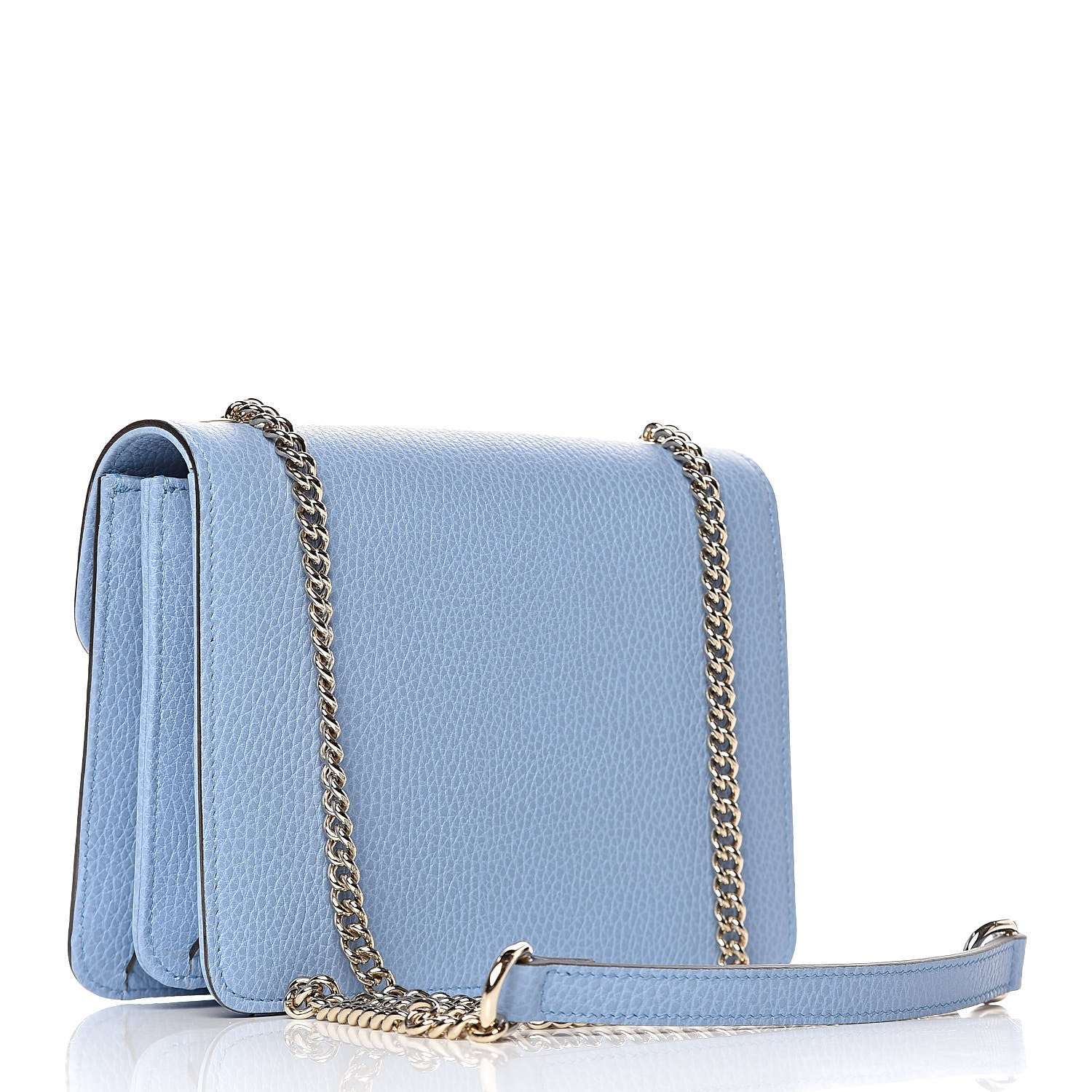 Gucci Dollar Calfskin Small Interlocking G Shoulder Bag Mineral Blue 3 of 10