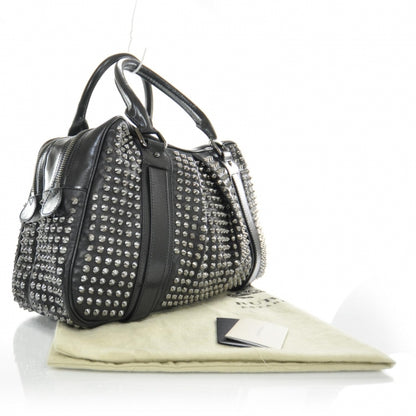 Burberry Prorsum Leather Studded Knight Satchel Black 3 of 9