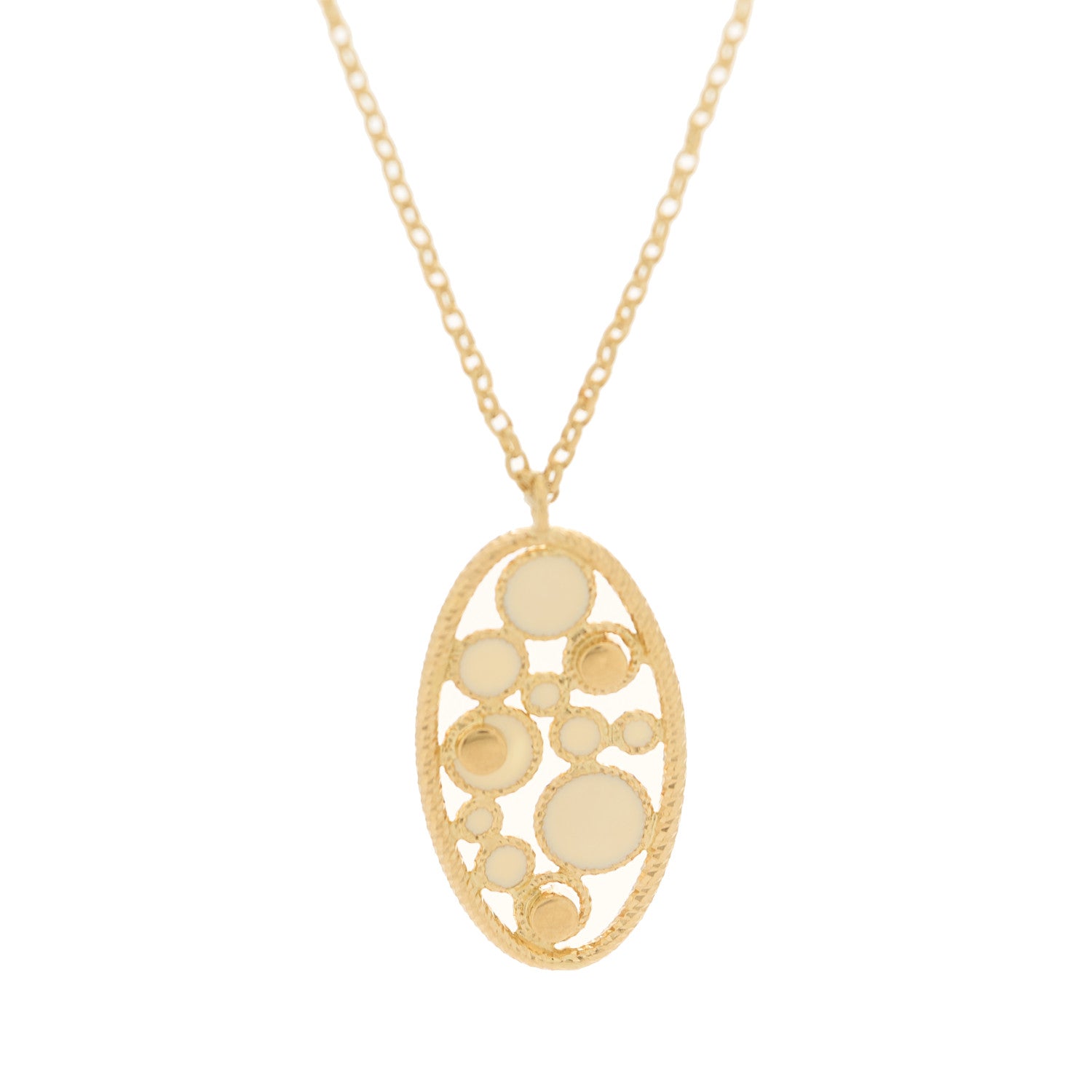 Roberto Coin 18K Yellow Gold Diamond Enamel Bollicine Pendant Necklace White 6 of 7