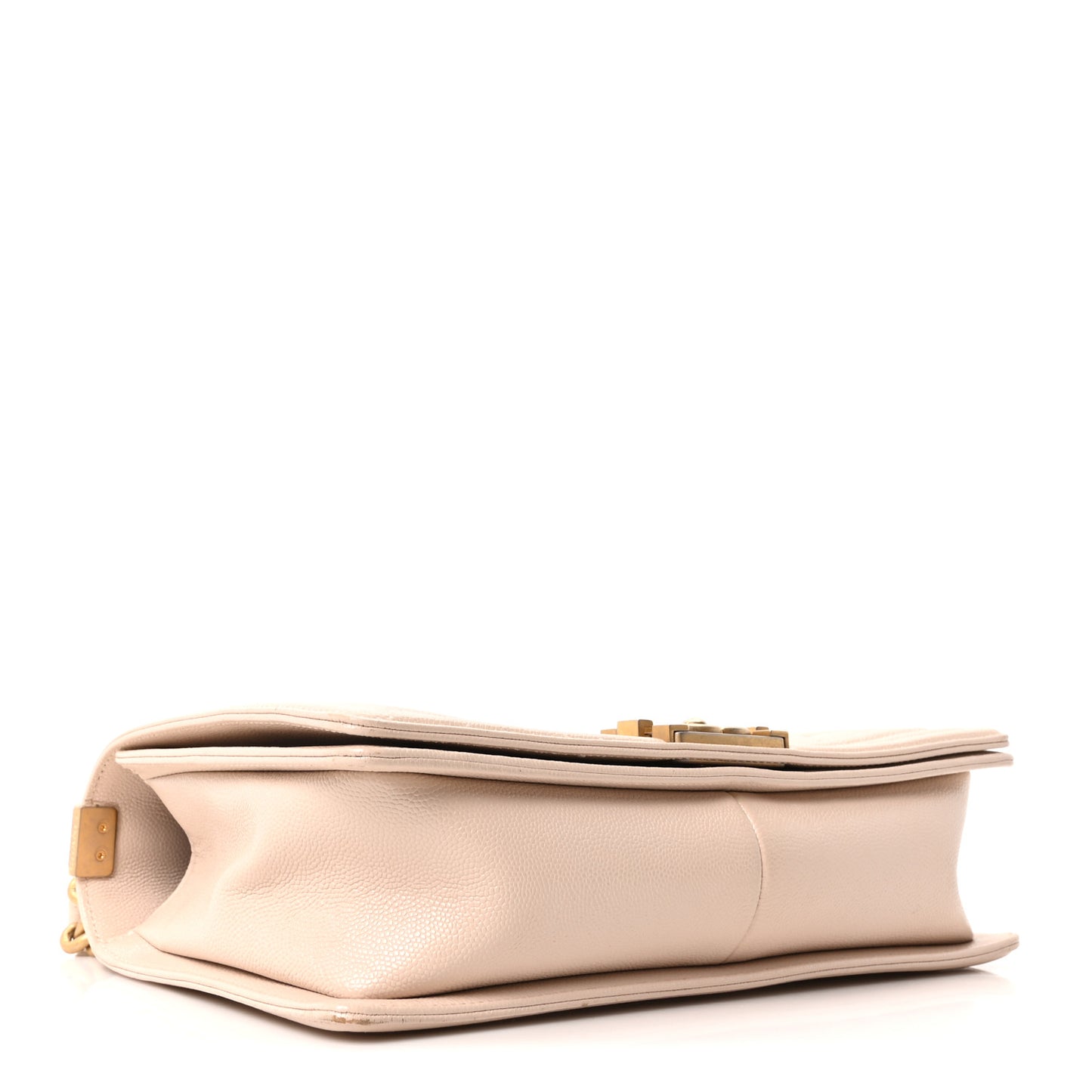 Caviar Chevron Quilted New Medium Boy Flap Beige