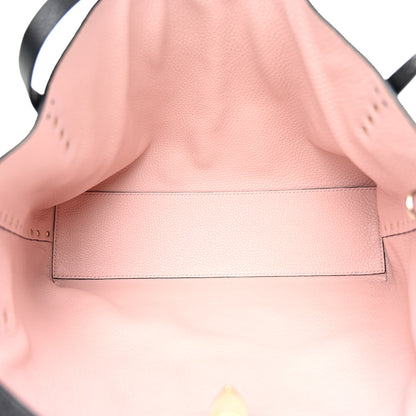 Valentino Garavani Grainy Calfskin Medium Rockstud Tote Black Rose Quartz 5 of 9