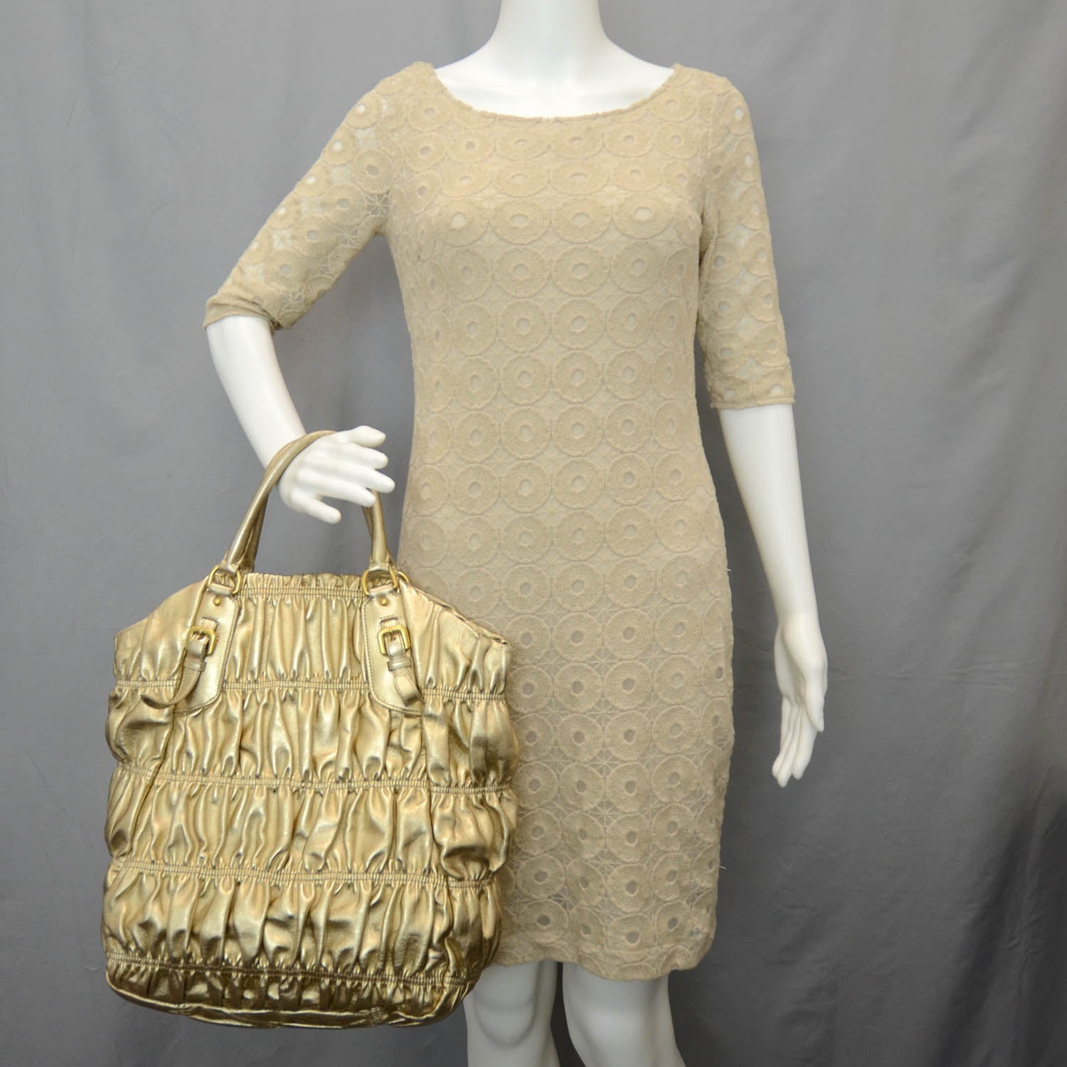 Prada Nappa Gaufre Tote Platino 2 of 7