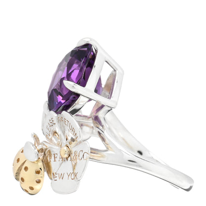 Tiffany Sterling Silver 18K Yellow Gold Amethyst Return to Tiffany Love Bugs Ring 52 6 3 of 5
