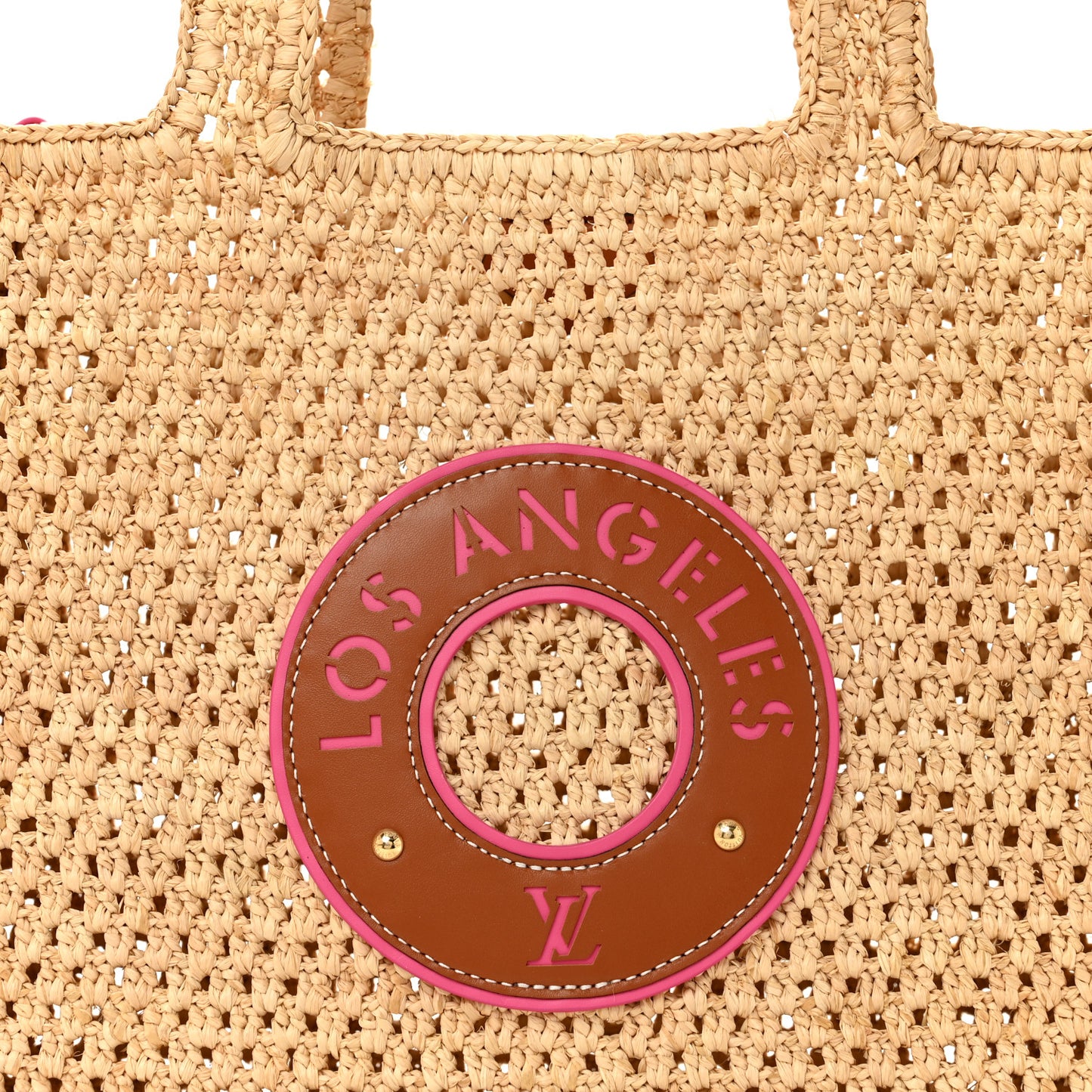 Raffia Calfskin Forte Del Marmi OnTheGo MM Natural Fuchsia