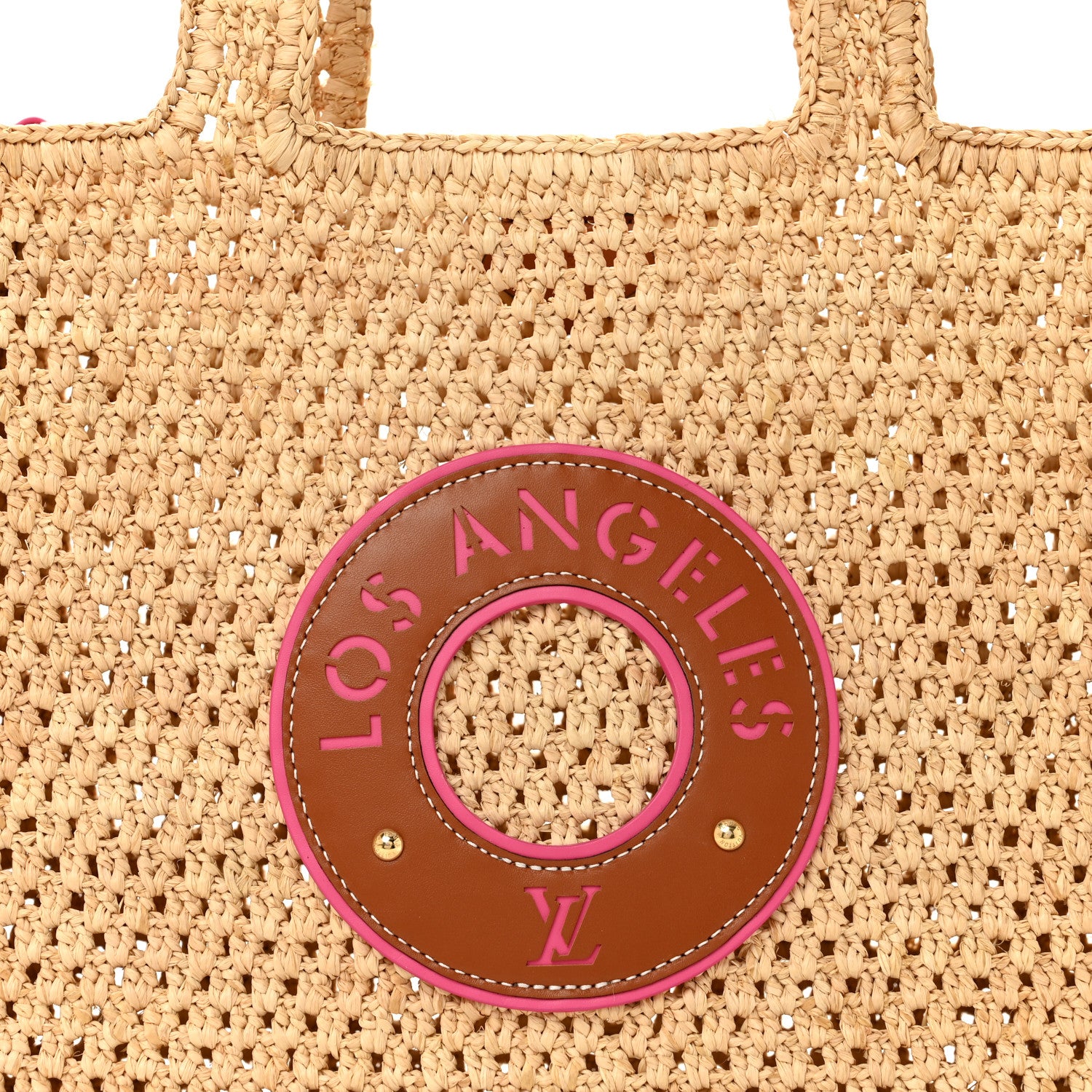 Louis Vuitton Raffia Calfskin Forte Del Marmi OnTheGo MM Natural Fuchsia 8 of 13