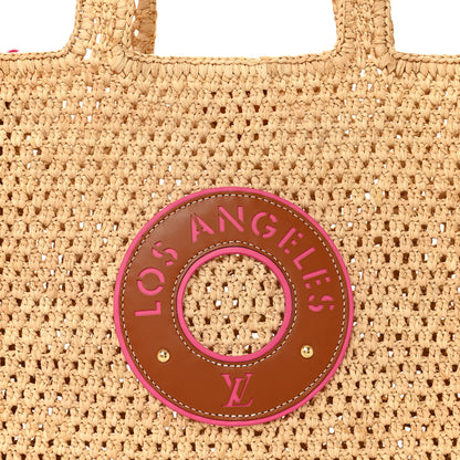 Louis Vuitton Raffia Calfskin Forte Del Marmi OnTheGo MM Natural Fuchsia 8 of 13