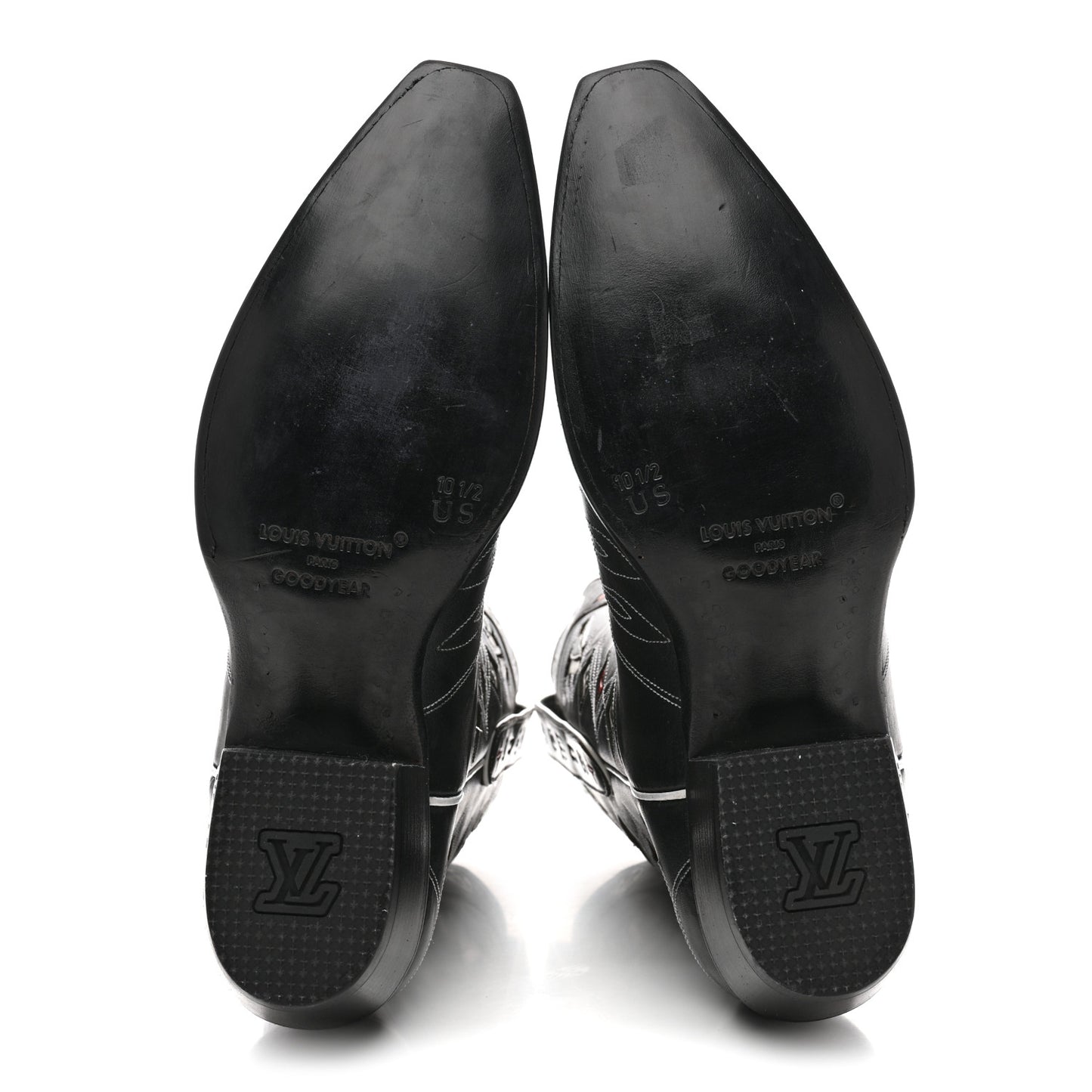 Calfskin LV Texan Mens Rider Boots 10.5 Black Silver