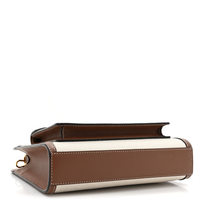 Burberry Canvas Smooth Calfskin Two Tone Mini Pocket Bag Natural Malt Brown 4 of 13